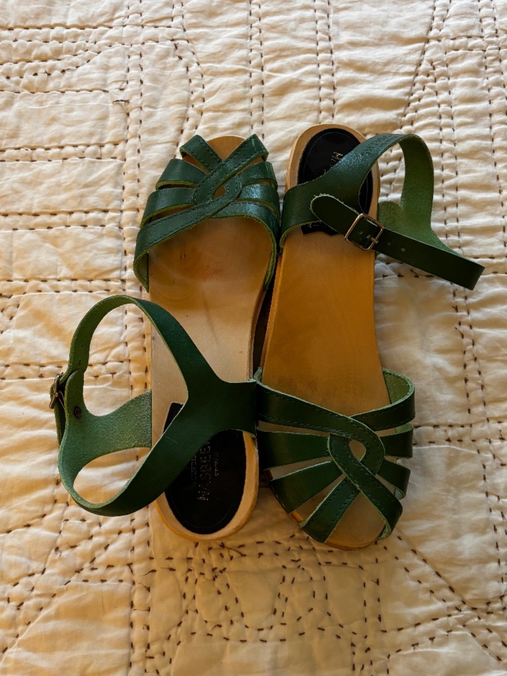 Bright Green Swedish Hasbeens Sandals size 39 8.5